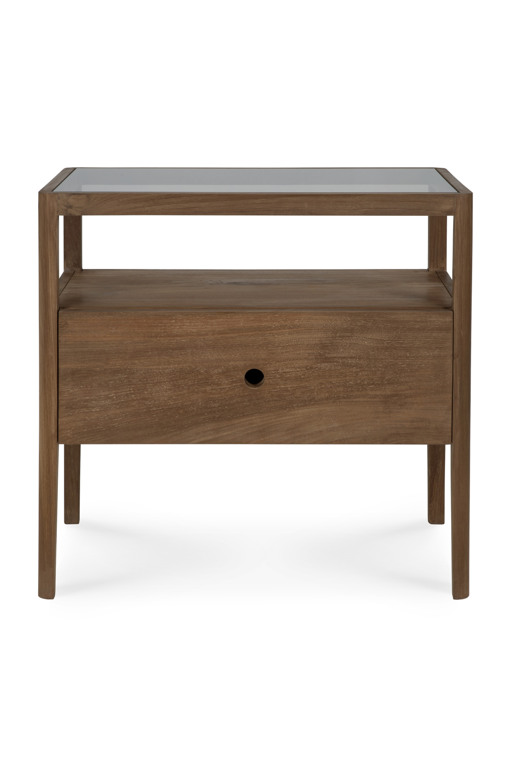   Glass Top Teak Nightstand | Oroa.com