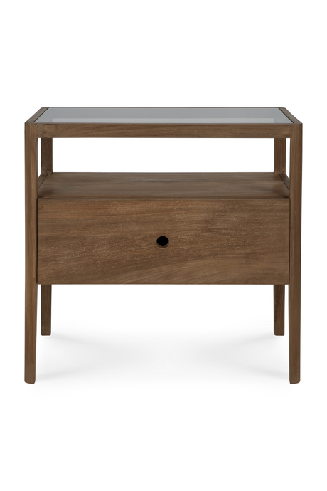   Glass Top Teak Nightstand | Oroa.com