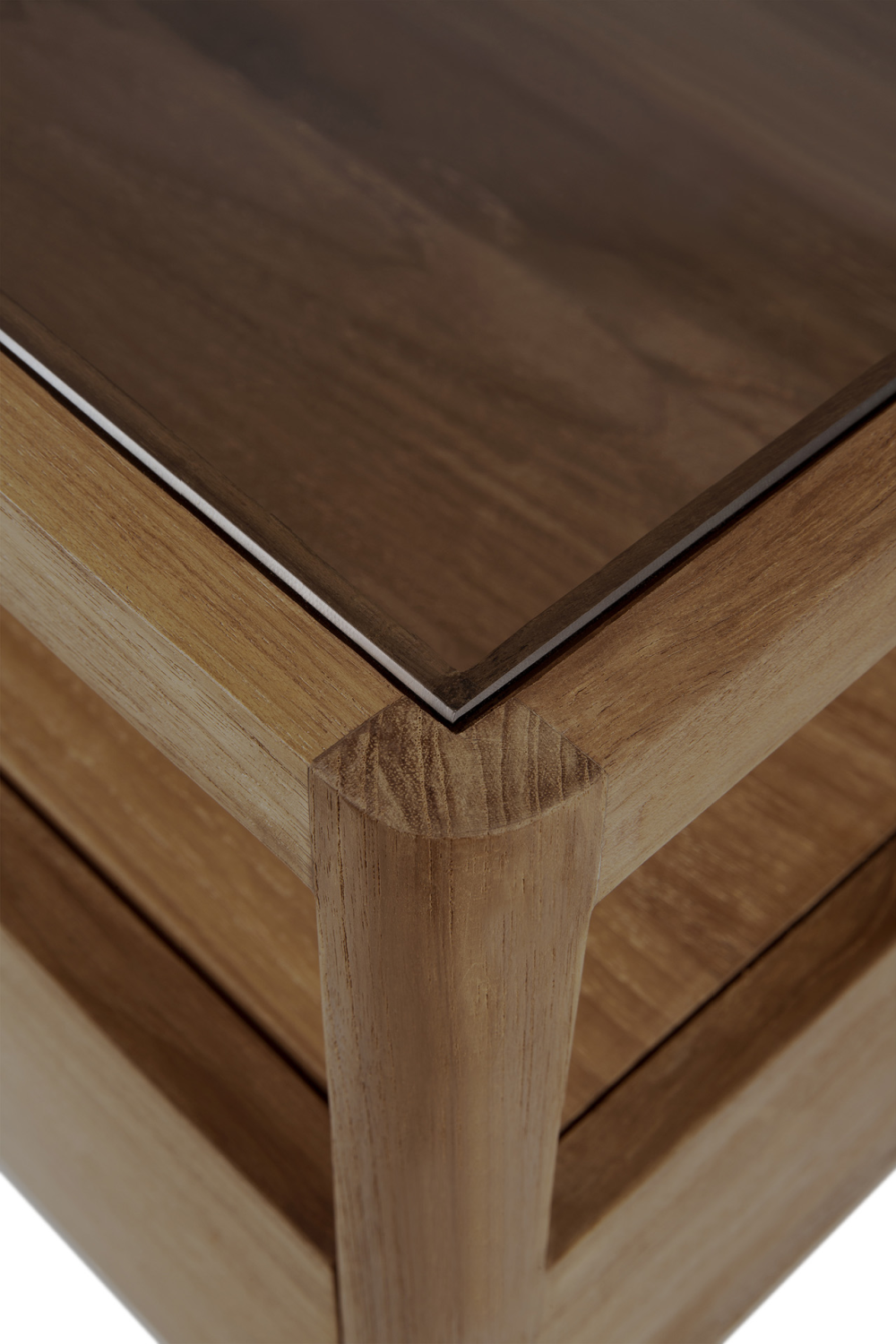   Glass Top Teak Nightstand | Oroa.com