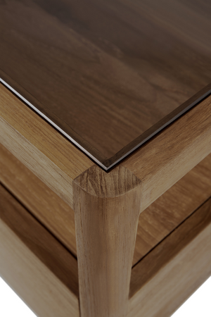   Glass Top Teak Nightstand | Oroa.com