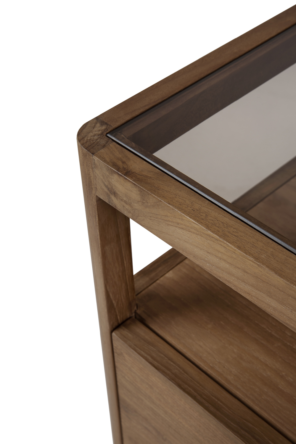   Glass Top Teak Nightstand | Oroa.com