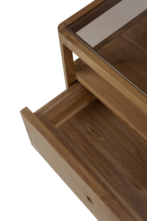   Glass Top Teak Nightstand | Oroa.com