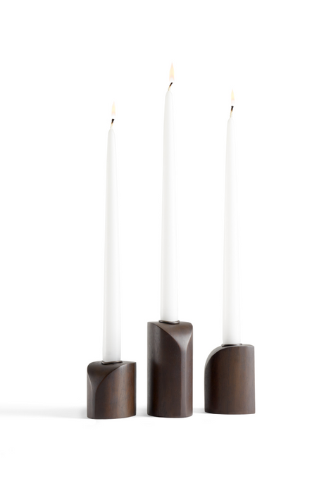   Brown Mahogany Candle Holders (3) | Oroa.com