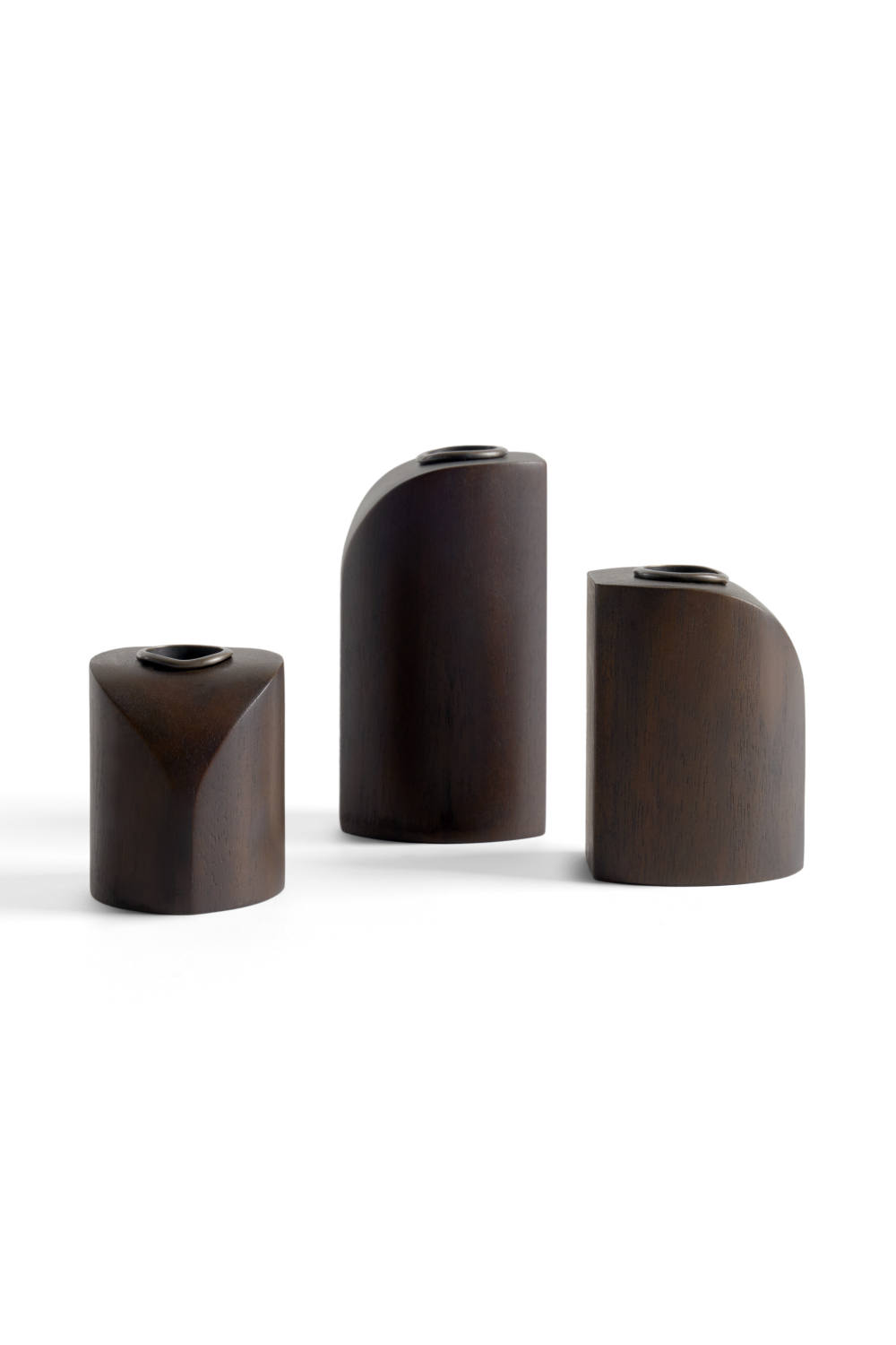   Brown Mahogany Candle Holders (3) | Oroa.com