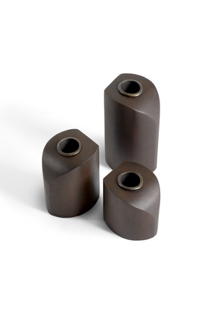   Brown Mahogany Candle Holders (3) | Oroa.com