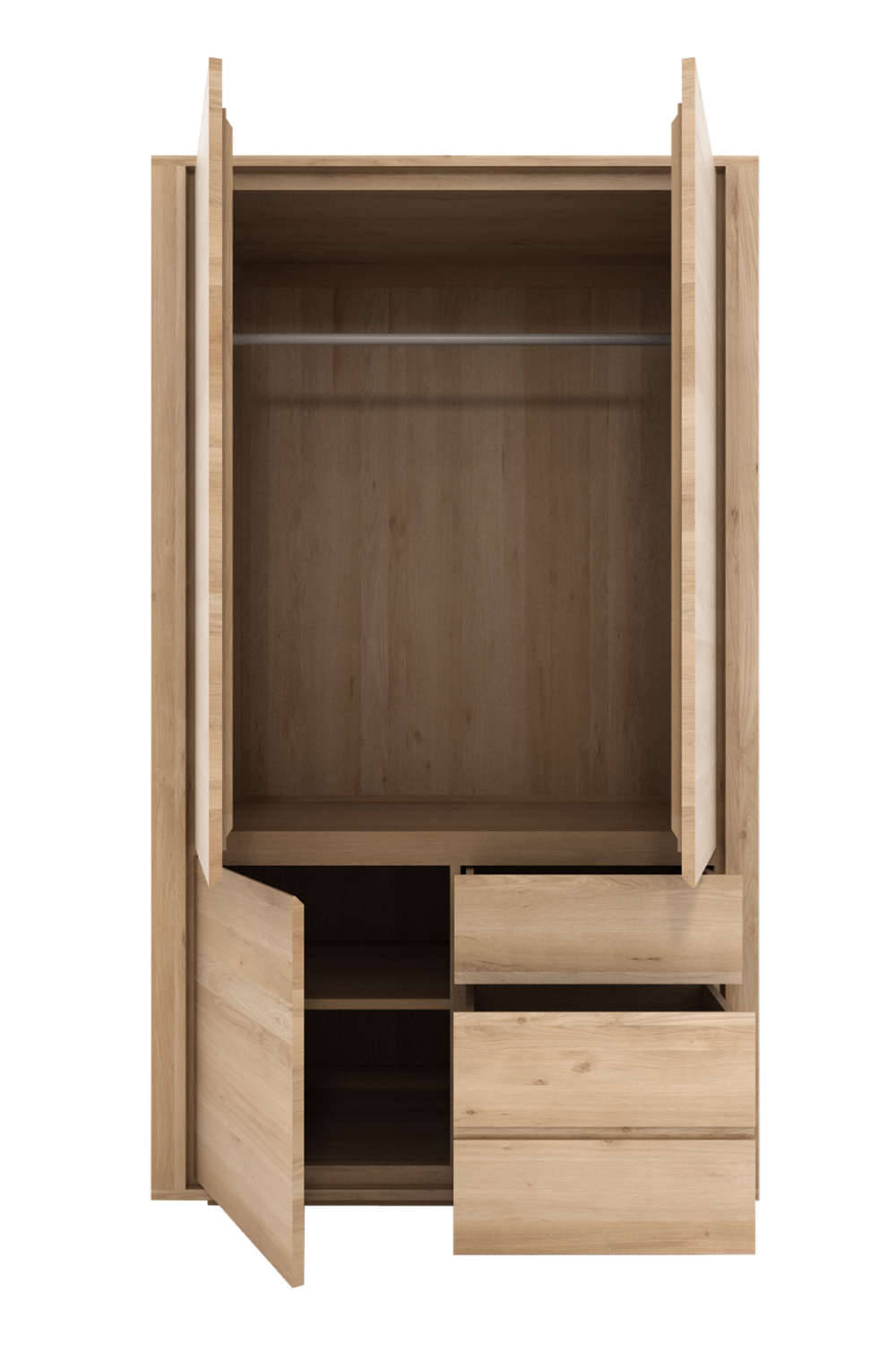   3-Door Oak Wood Wardrobe Cabinet | Oroa.com