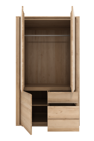   3-Door Oak Wood Wardrobe Cabinet | Oroa.com