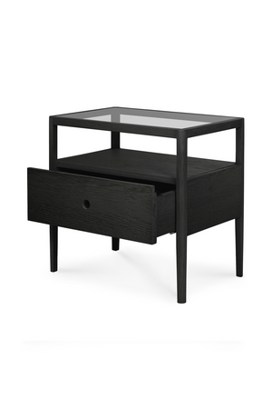   Glass Top Black Oak Nightstand | Oroa.com