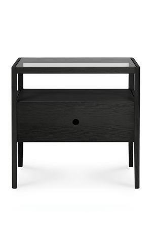   Glass Top Black Oak Nightstand | Oroa.com