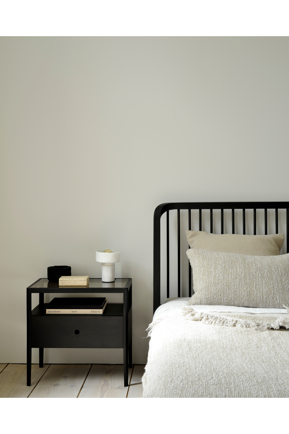   Glass Top Black Oak Nightstand | Oroa.com