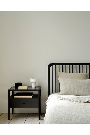   Glass Top Black Oak Nightstand | Oroa.com