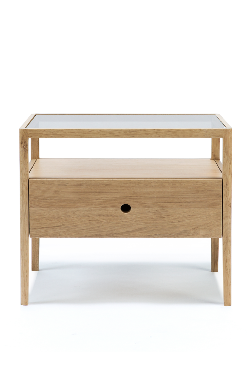   Glass Top Oak Nightstand | Oroa.com