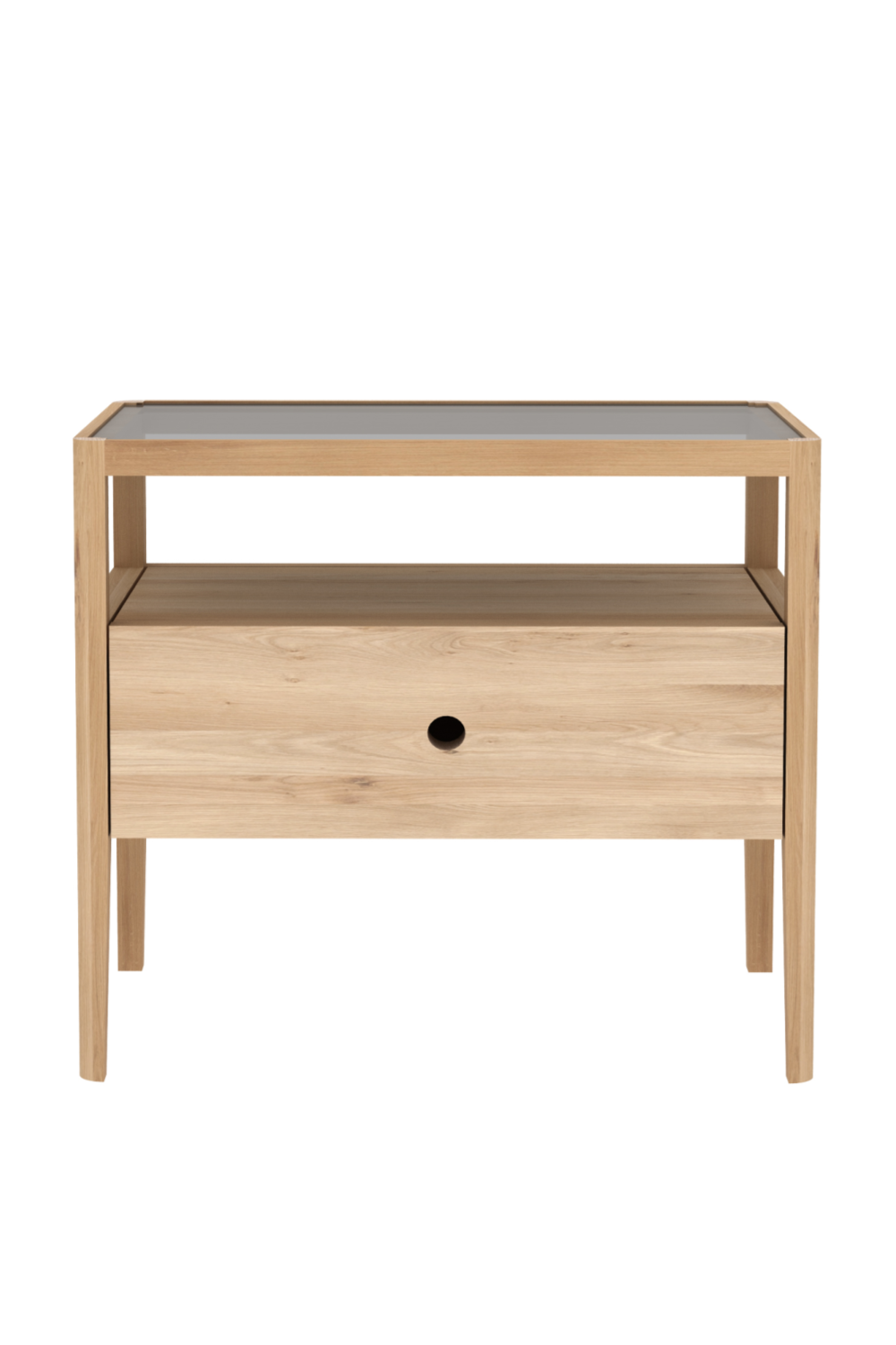   Glass Top Oak Nightstand | Oroa.com