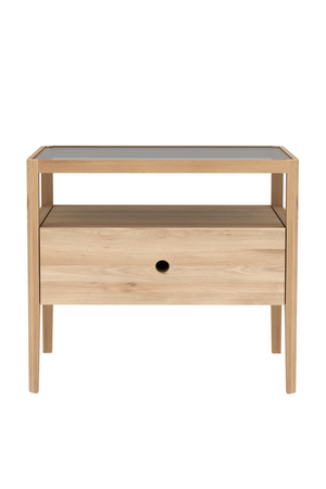   Glass Top Oak Nightstand | Oroa.com
