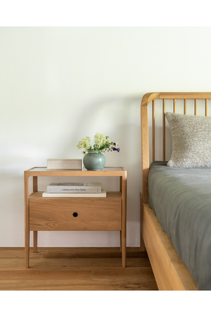   Glass Top Oak Nightstand | Oroa.com