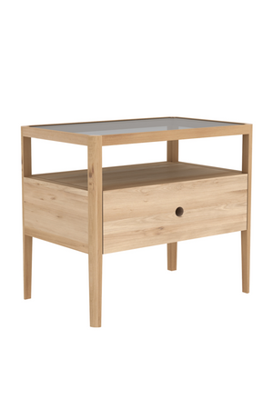   Glass Top Oak Nightstand | Oroa.com