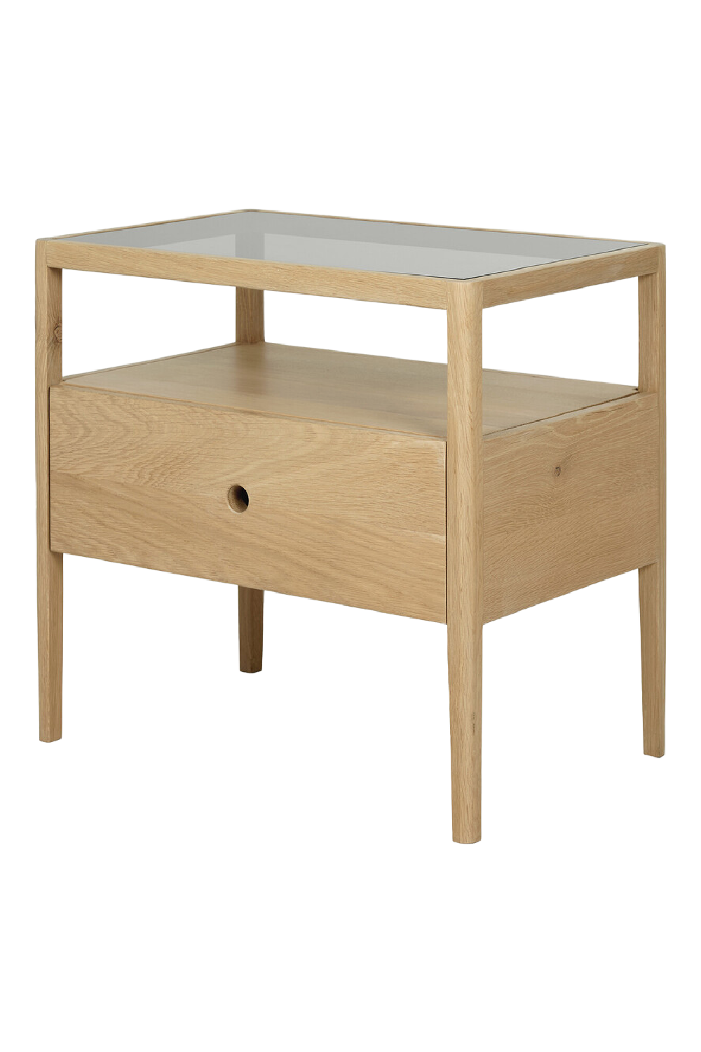   Glass Top Oak Nightstand | Oroa.com