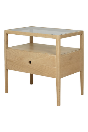   Glass Top Oak Nightstand | Oroa.com