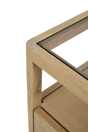   Glass Top Oak Nightstand | Oroa.com