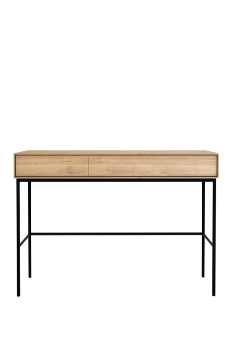   Varnished Oak 2-Drawer Desk | Oroa.com