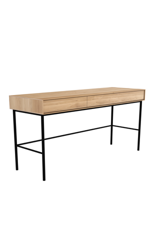   Varnished Oak 2-Drawer Desk | Oroa.com