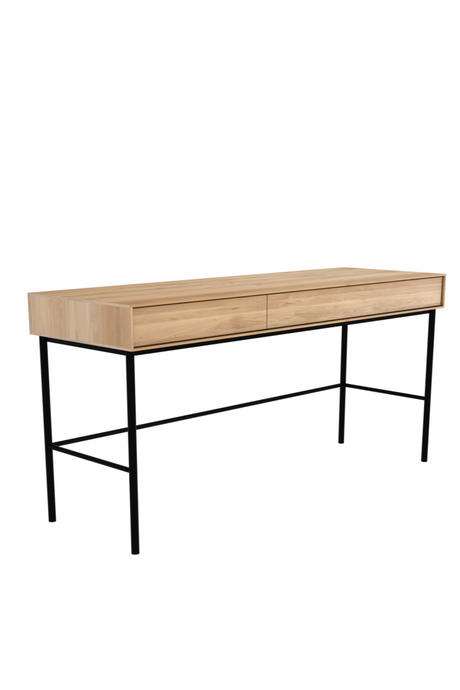   Varnished Oak 2-Drawer Desk | Oroa.com