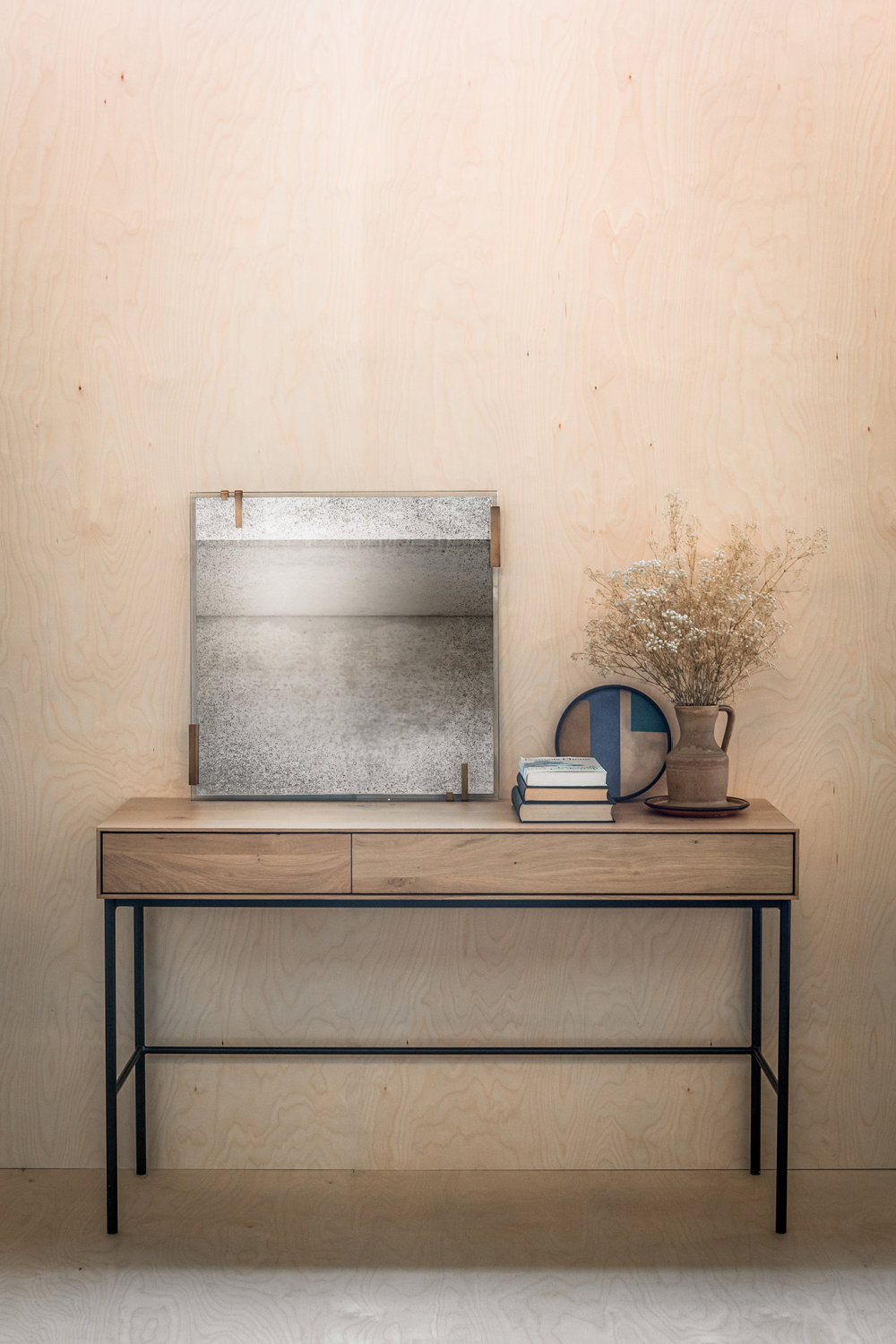   Varnished Oak 2-Drawer Desk | Oroa.com