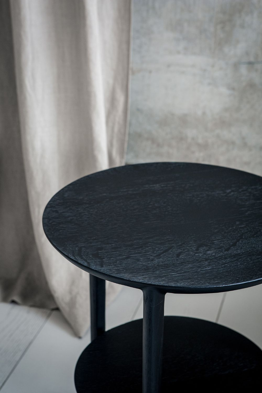   Circular Tiered Black Oak Side Table | Oroa.com